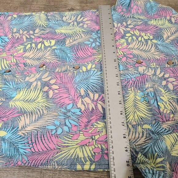 Plugg Mens S Colorful Fade Floral Button Up Short Sleeve Hawaiian Tropical Shirt - Picture 4 of 9